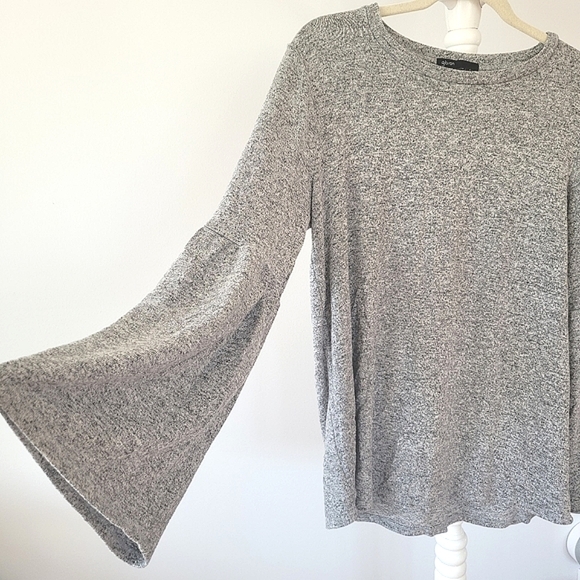 GIBSON Long Bell Sleeve Cozy Fleece Grey Top - Picture 2 of 12